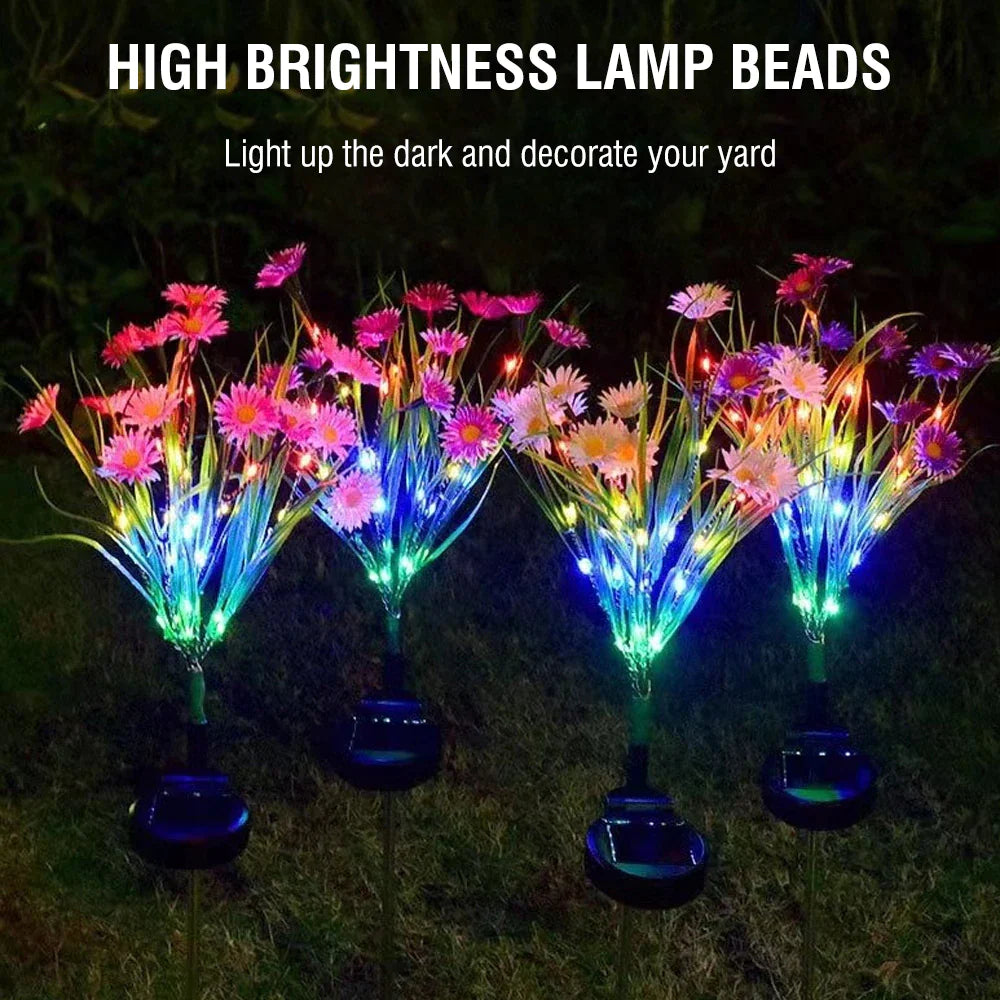 Solar Garden Lights LED Flower Stake Lamp Outdoor Yard Waterproof Patio Decor